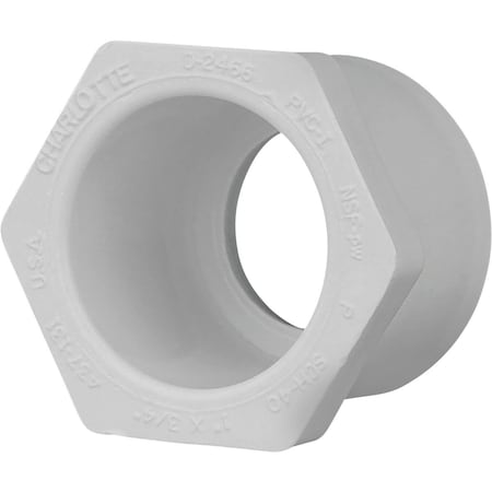Charlotte Pipe And Foundry 1 In. SPG x 3/4 In. Slip Schedule 40 PVC Bushing PVC 02107  0800HA